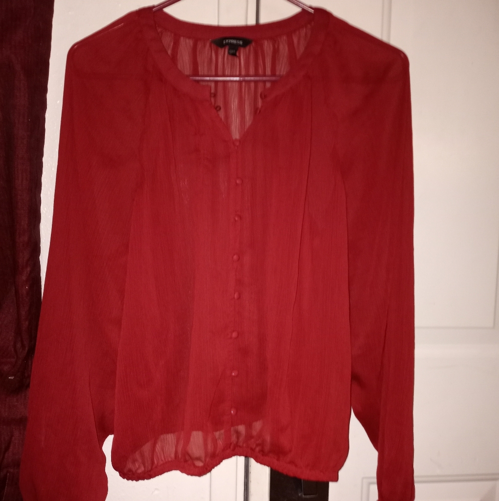 Express Sheer Red Blouse